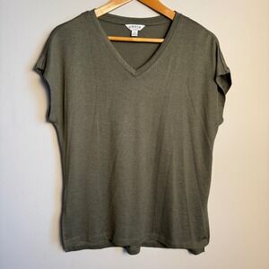 ORVIS Women's V-Neck Short Sleeve T-Shirt Olive Green Small Performance‎ Casual